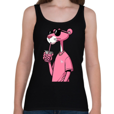 PRINTFASHION Rózsaszín Párduc - Női atléta - Fekete női trikó