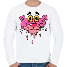 PRINTFASHION Rózsaszín párduc szétcsúszva - Férfi pulóver - Fehér
