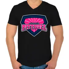 PRINTFASHION Rózsaszín Pittbull - Férfi V-nyakú póló - Fekete férfi póló