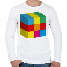 PRINTFASHION rubik 3D - Férfi hosszú ujjú póló - Fehér