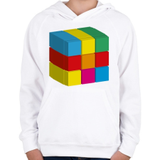 PRINTFASHION rubik 3D - Gyerek kapucnis pulóver - Fehér gyerek pulóver, kardigán