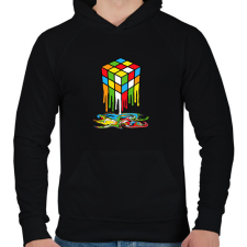 PRINTFASHION rubik - Férfi kapucnis pulóver - Fekete férfi pulóver, kardigán