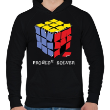 PRINTFASHION Rubik kocka egyszerűen - Férfi kapucnis pulóver - Fekete férfi pulóver, kardigán