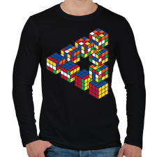 PRINTFASHION Rubik-kocka - Férfi hosszú ujjú póló - Fekete férfi póló