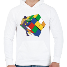 PRINTFASHION Rubik kocka - Férfi kapucnis pulóver - Fehér