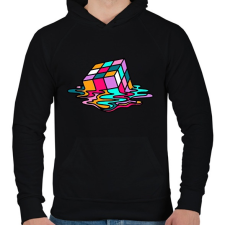 PRINTFASHION Rubik kocka - Férfi kapucnis pulóver - Fekete férfi pulóver, kardigán