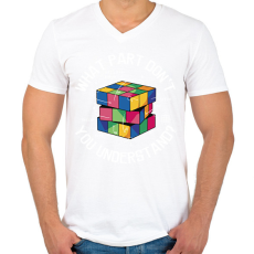 PRINTFASHION Rubik kocka - Férfi V-nyakú póló - Fehér
