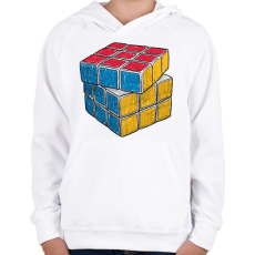 PRINTFASHION Rubik kocka  - Gyerek kapucnis pulóver - Fehér