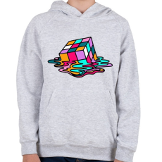PRINTFASHION Rubik kocka - Gyerek kapucnis pulóver - Sport szürke