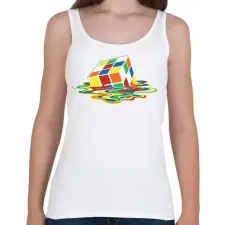 PRINTFASHION Rubik Kocka - Női atléta - Fehér női trikó