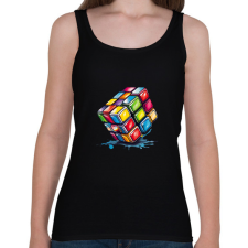 PRINTFASHION rubik kocka - Női atléta - Fekete női trikó