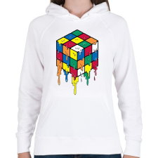 PRINTFASHION Rubik kocka - Női kapucnis pulóver - Fehér női pulóver, kardigán