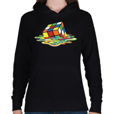 PRINTFASHION Rubik Kocka - Női kapucnis pulóver - Fekete