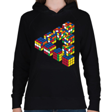 PRINTFASHION Rubik-kocka - Női kapucnis pulóver - Fekete női pulóver, kardigán