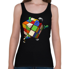 PRINTFASHION Rubik - Minecraft - Női atléta - Fekete