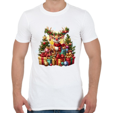 PRINTFASHION Rudolf, a piros orrú rénszarvas - Férfi póló - Fehér férfi póló