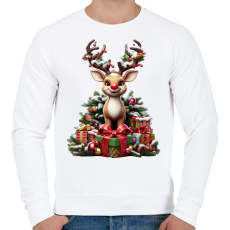 PRINTFASHION Rudolf, a piros orrú rénszarvas - Férfi pulóver - Fehér