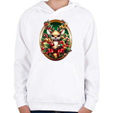 PRINTFASHION Rudolf, a piros orrú rénszarvas - Gyerek kapucnis pulóver - Fehér gyerek pulóver, kardigán