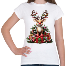 PRINTFASHION Rudolf, a piros orrú rénszarvas - Női póló - Fehér női póló