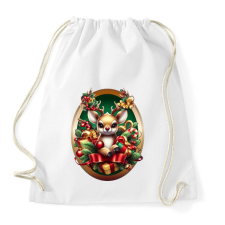 PRINTFASHION Rudolf, a piros orrú rénszarvas - Sportzsák, Tornazsák - Fehér tornazsák