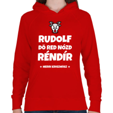 PRINTFASHION RUDOLF - Női kapucnis pulóver - Piros