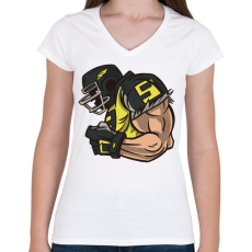 PRINTFASHION Rugby játékos - Női V-nyakú póló - Fehér