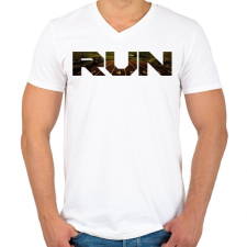 PRINTFASHION RUN - Férfi V-nyakú póló - Fehér férfi póló