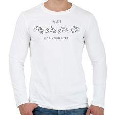 PRINTFASHION Run for your life - Férfi hosszú ujjú póló - Fehér férfi póló