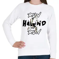 PRINTFASHION RUN Haland RUN! - Női pulóver - Fehér női pulóver, kardigán