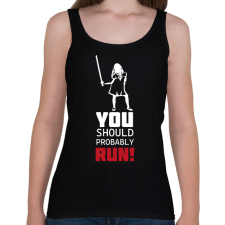 PRINTFASHION Run! - M3gan - Női atléta - Fekete női trikó
