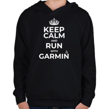 PRINTFASHION Run with Garmin - Gyerek kapucnis pulóver - Fekete gyerek pulóver, kardigán