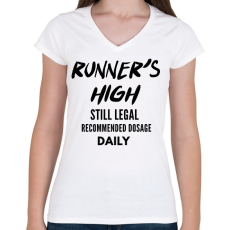 PRINTFASHION RUNNER'S - Női V-nyakú póló - Fehér