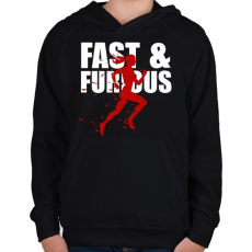 PRINTFASHION Running - Gyerek kapucnis pulóver - Fekete