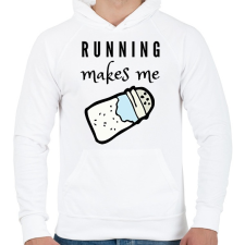 PRINTFASHION Running makes me salty - Férfi kapucnis pulóver - Fehér férfi pulóver, kardigán