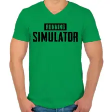 PRINTFASHION Running simulator - Férfi V-nyakú póló - Zöld férfi póló