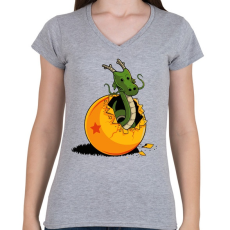 PRINTFASHION Sárkánygömb - Női V-nyakú póló - Sport szürke