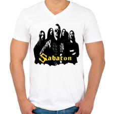 PRINTFASHION sabaton - Férfi V-nyakú póló - Fehér férfi póló