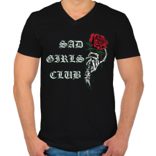 PRINTFASHION Sad Girls Club - Férfi V-nyakú póló - Fekete férfi póló