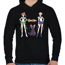 PRINTFASHION Sailor Moon - Jupiter, Luna, Uranus - Férfi kapucnis pulóver - Fekete