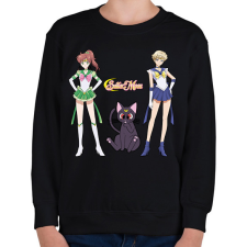 PRINTFASHION Sailor Moon - Jupiter, Luna, Uranus - Gyerek pulóver - Fekete gyerek pulóver, kardigán
