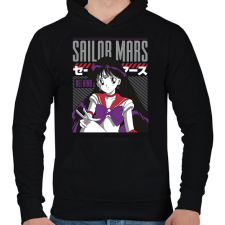 PRINTFASHION Sailor Moon- Mars - Férfi kapucnis pulóver - Fekete férfi pulóver, kardigán