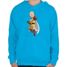 PRINTFASHION Saitama One  Punch Man - Gyerek kapucnis pulóver - Azúrkék gyerek pulóver, kardigán