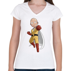 PRINTFASHION Saitama One  Punch Man - Női V-nyakú póló - Fehér