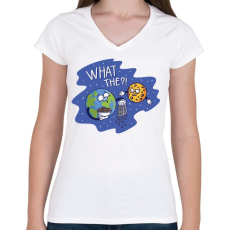 PRINTFASHION Sajtból van a hold - Női V-nyakú póló - Fehér