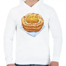 PRINTFASHION Sajtos tejfölös lángos - Férfi kapucnis pulóver - Fehér férfi pulóver, kardigán