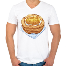 PRINTFASHION Sajtos tejfölös lángos - Férfi V-nyakú póló - Fehér férfi póló