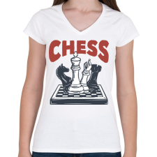 PRINTFASHION Sakk - Chess - Női V-nyakú póló - Fehér női póló