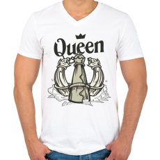PRINTFASHION Sakk Queen - királynő - Férfi V-nyakú póló - Fehér