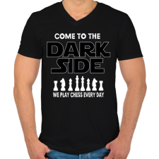 PRINTFASHION Sakk - sötét oldal - Férfi V-nyakú póló - Fekete férfi póló