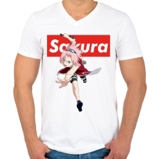 PRINTFASHION Sakura Haruno - Férfi V-nyakú póló - Fehér
